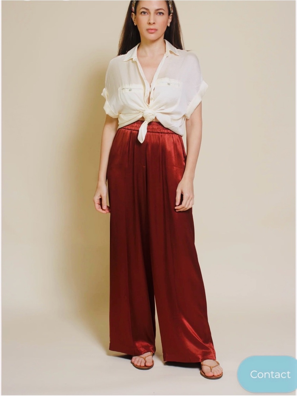 DREW Wide-Leg Pants in Burgundy